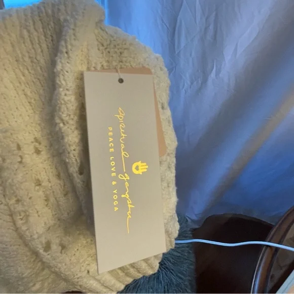 Spiritual Gangster Distressed Cream Knit Sweater - Picture 7 of 8